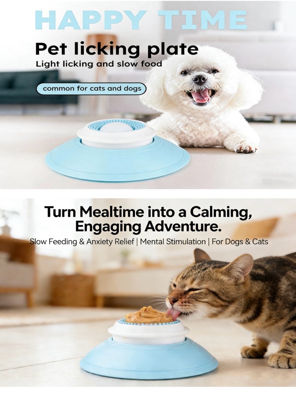 Free | Calming Licking Plate Slow Feeder for Small Cats & Dogs
